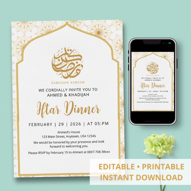 Invitation Motif de mandala doré royal pour le Ramadan Iftar (Créateur téléchargé)
