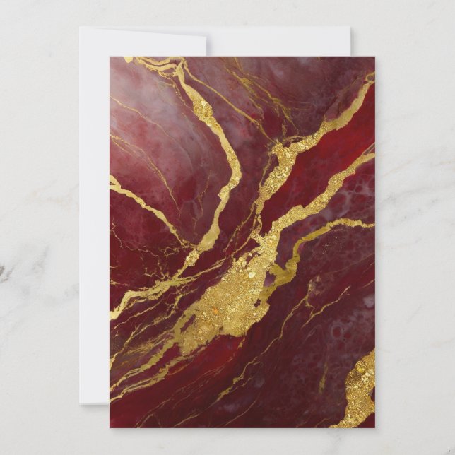 Invitation Motif de marbre rouge avec or (Devant)