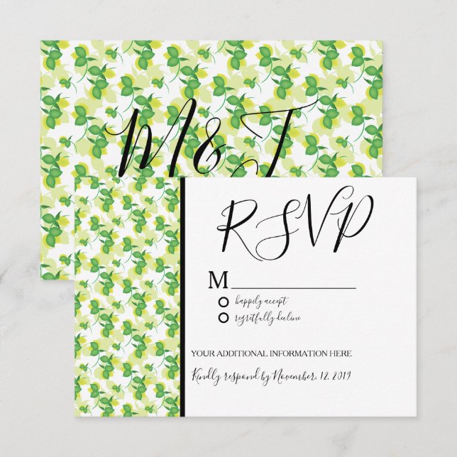 Invitation Motif de mariage sans couture citron vert silo fra (Devant / Derrière)