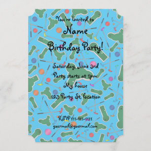 Invitation motif de mini-golf bleu ciel