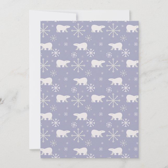 Invitation Motif de Noël avec ours polaires et flocons de nei (Devant)