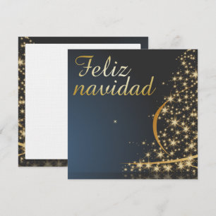Invitation Motif de Noël bleu avec arbre de Noël doré.