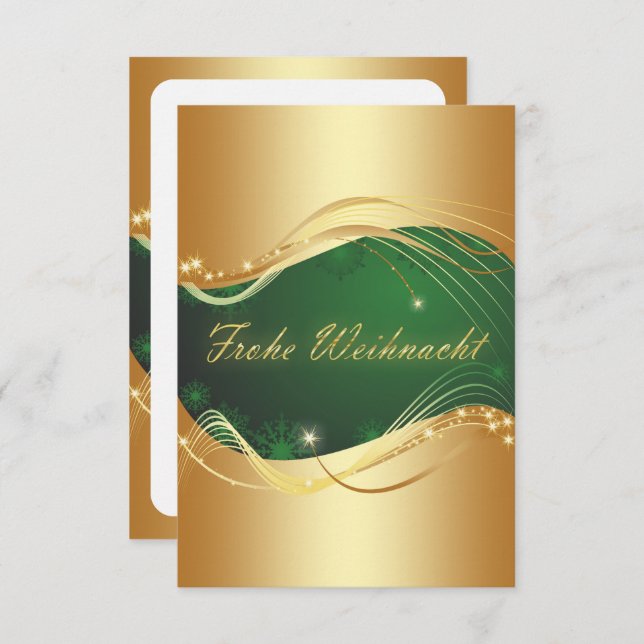 Invitation Motif de Noël d'or avec Arrière - plan vert (Devant / Derrière)