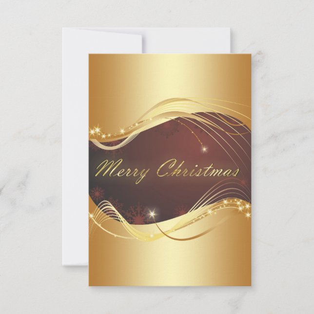 Invitation Motif de Noël doré avec fond rouge (Devant)