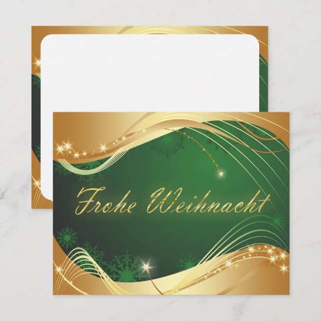 Invitation Motif de Noël doré sur fond vert (Devant / Derrière)