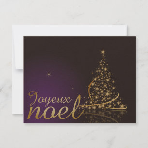 Invitation Motif de Noël pourpre avec arbre de Noël doré