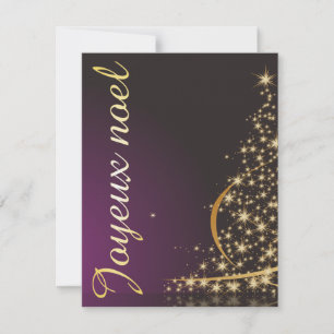 Invitation Motif de Noël pourpre avec arbre de Noël doré