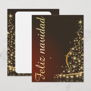 Invitation Motif de Noël rouge avec arbre de Noël doré.