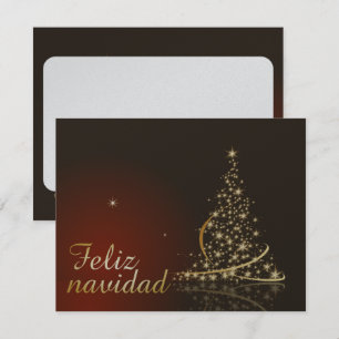 Invitation Motif de Noël rouge avec arbre de Noël doré.