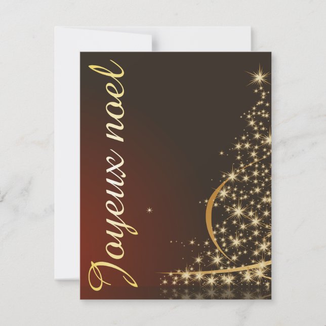 Invitation Motif de Noël rouge avec arbre de Noël doré (Devant)