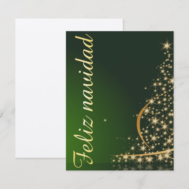 Invitation Motif de Noël vert avec arbre de Noël. (Devant / Derrière)