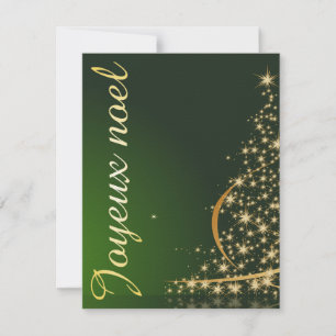 Invitation Motif de Noël vert avec arbre de Noël doré