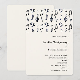Invitation Motif de notes de musique mignonnes Mariage