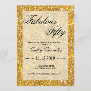 Invitation Motif de Parties scintillant Gold Faux Fabulous Ci