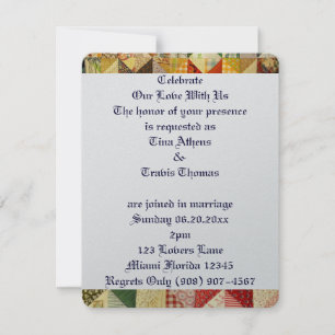Invitation Motif de patchwork Amour Mariage Mariée Marié Paix