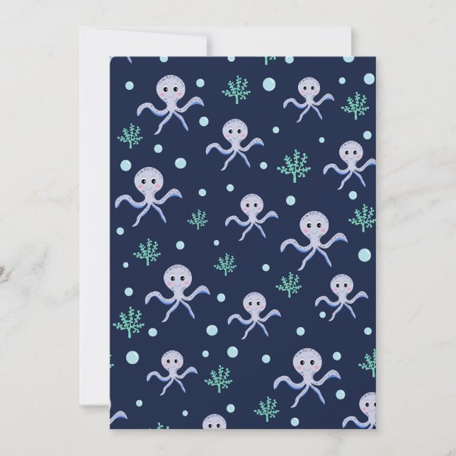 Invitation Motif de Pieuvre Mignonne (Devant)