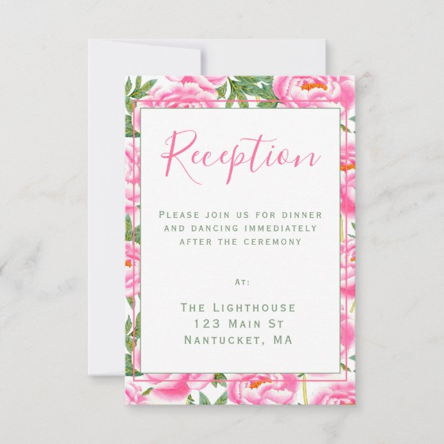 Invitation Motif de pivoines roses | Carton d'invitation de r (Devant)