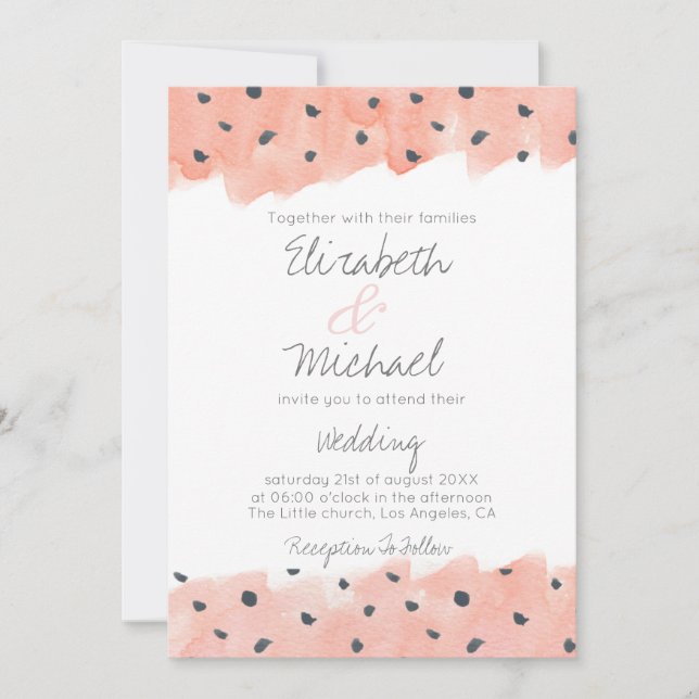 Invitation Motif de points rose aquarelle abstrait (Devant)