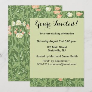 Invitation Motif de pois de senteur William Morris, botanique