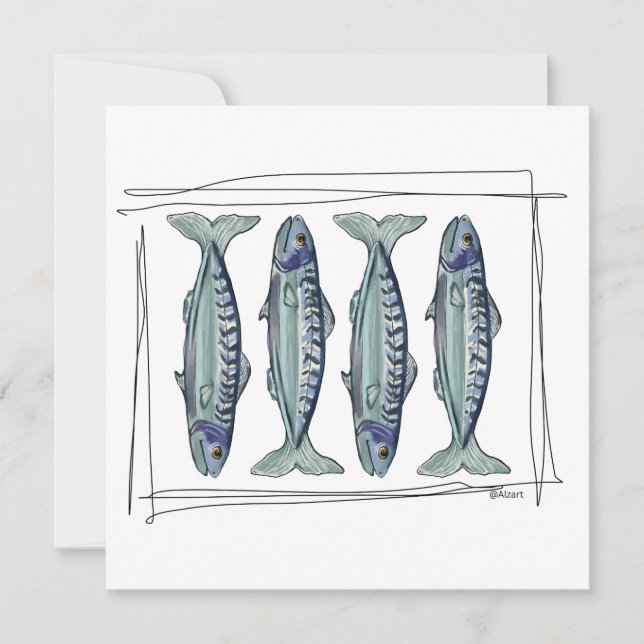 Invitation Motif de poisson sans couture Maquereau Bleu Côtie (Devant)