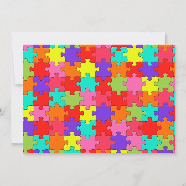 Invitation Motif de puzzle coloré (Devant)