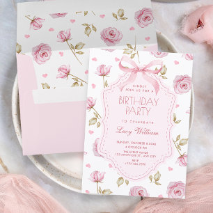 Invitation Motif de roses roses arc de naissance