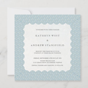 Invitation Motif de Scalloped Blue Seigaiha