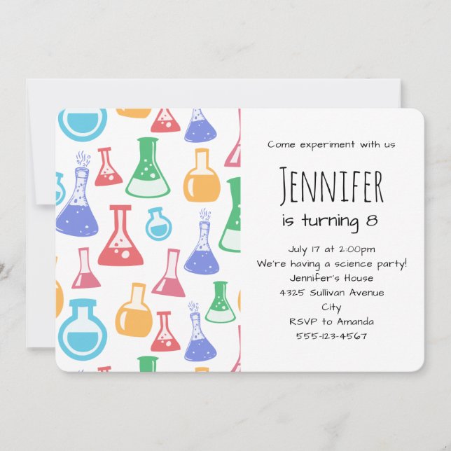 Invitation Motif de science amusant avec verrerie et flacons (Devant)