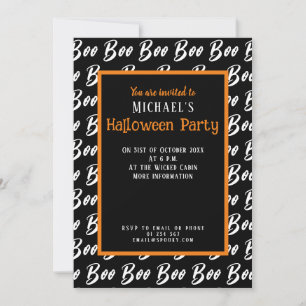 Invitation Motif de texte de livre noir et blanc de Ghost Hal