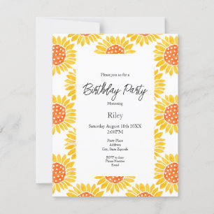 Invitation Motif de tournesol jaune orange