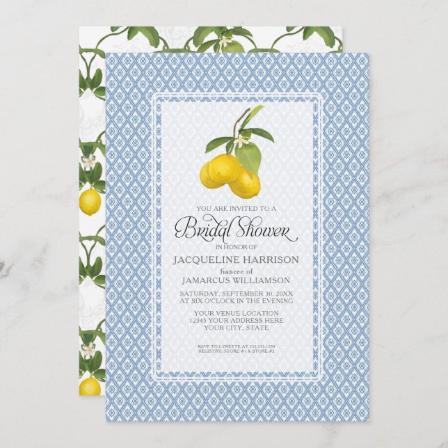 Invitation Motif de treillis de citron de jardin d'agrume de (Devant / Derrière)