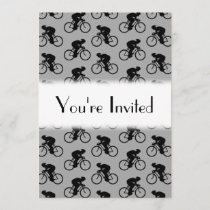 Invitation Motif de vélo gris et noir.