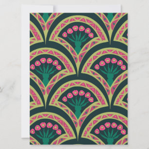 Invitation Motif de ventilateur floral rose et vert
