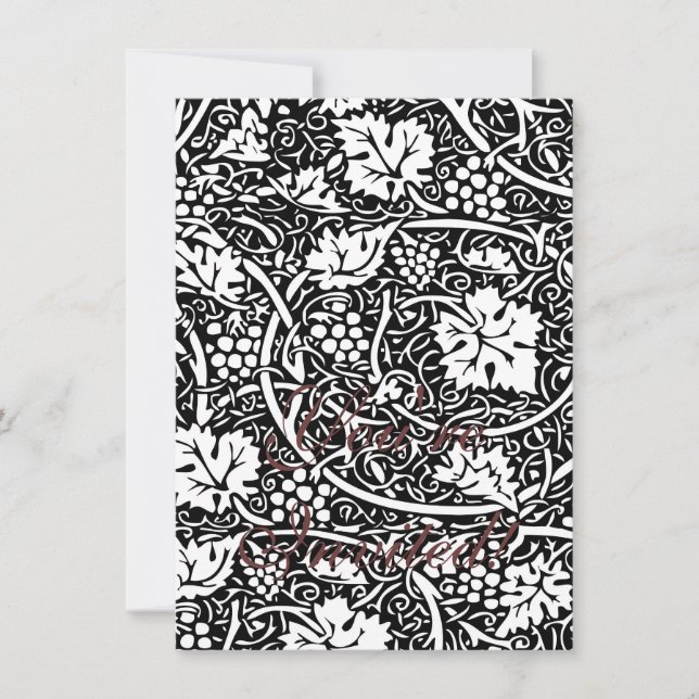 Invitation Motif de vigne de raisin noir et blanc de William  (Devant)