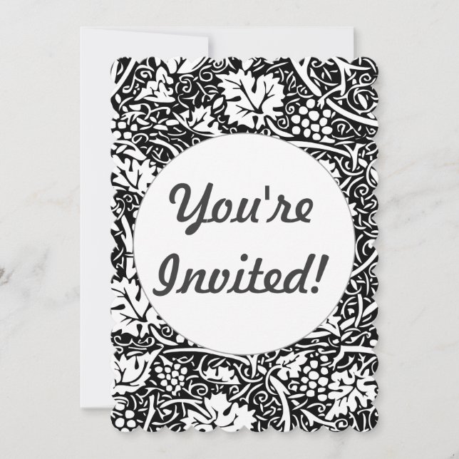 Invitation Motif de vigne de raisin noir et blanc de William  (Devant)