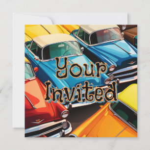Invitation Motif de voitures anciennes