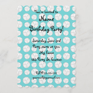 Invitation motif de volley-ball turquoise