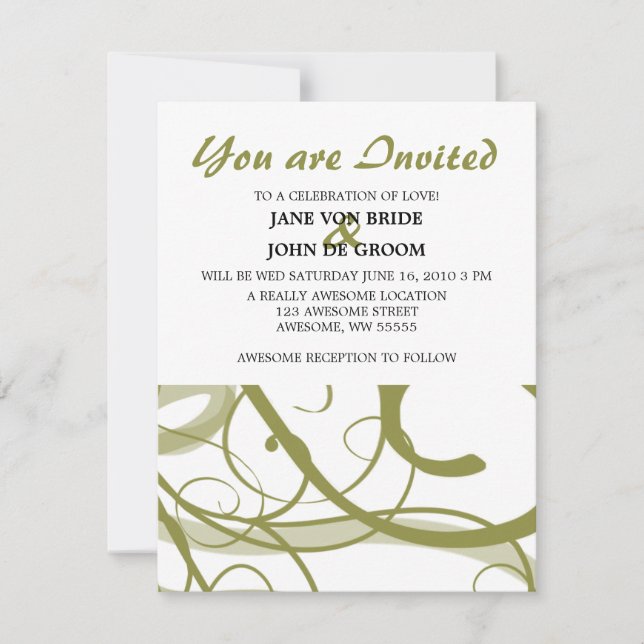 Invitation Motif de volutes dorées (Devant)