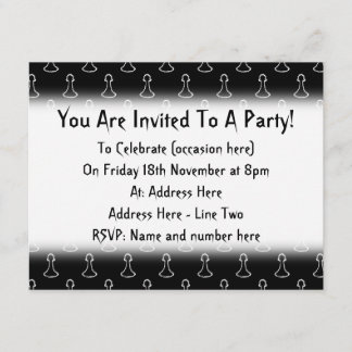 Invitation Motif d'échecs en noir et blanc.