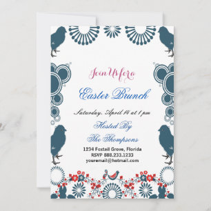 Invitation Motif décoratif Pâques Brunch Chick Birds Floral