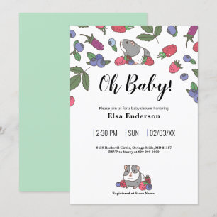 Invitation Motif des cerises et des cochons de Guinée