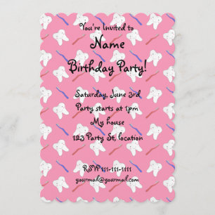 Invitation motif des dents et des dents roses