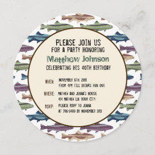 Invitation Motif des leurres de pêche à la volée