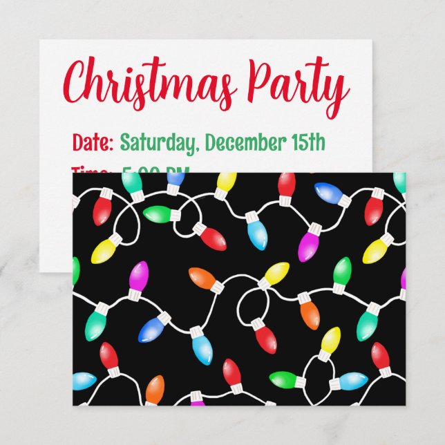 Invitation Motif des lumières de Noël (Devant / Derrière)