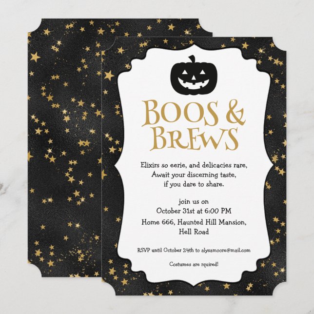 Invitation Motif d'étoiles de fête d'Halloween (Devant / Derrière)