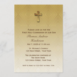 Invitation Motif Diamant Or, Religieux