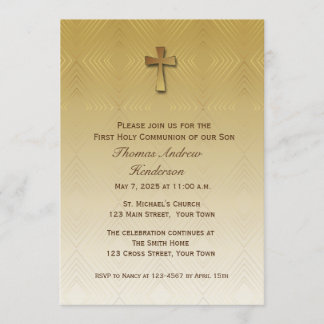 Invitation Motif Diamant Or, Religieux