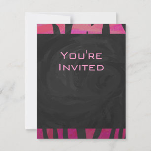 Invitation Motif d'impression monogramme rose et noir