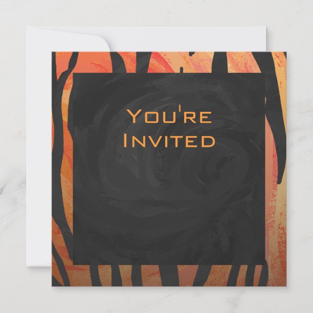 Invitation Motif d'impression monogramme Tiger chaud orange e (Devant)
