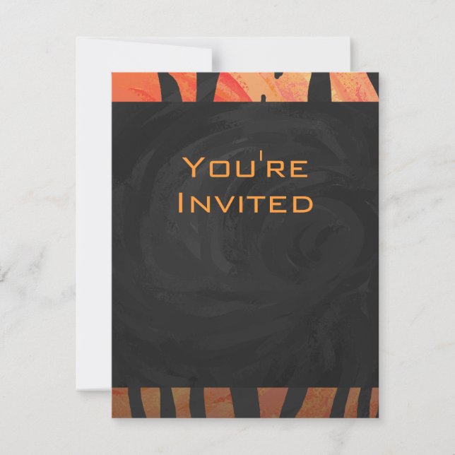 Invitation Motif d'impression monogramme Tiger chaud orange e (Devant)